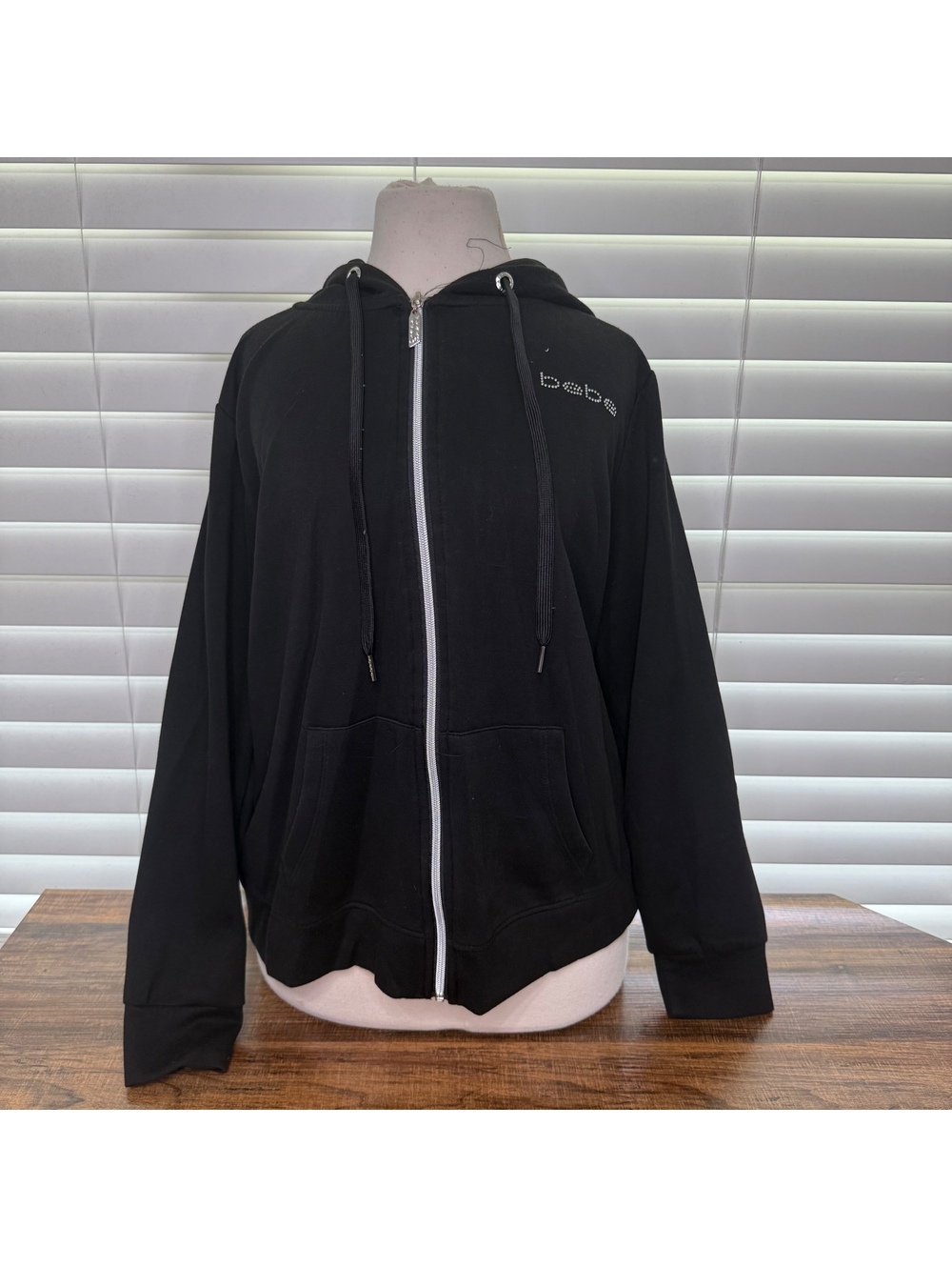 bebe Sport Black Full Zip Hoodie Sweatshirt Juniors Size XL